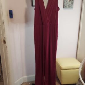 Beige by eci Deep Red Jumpsuit